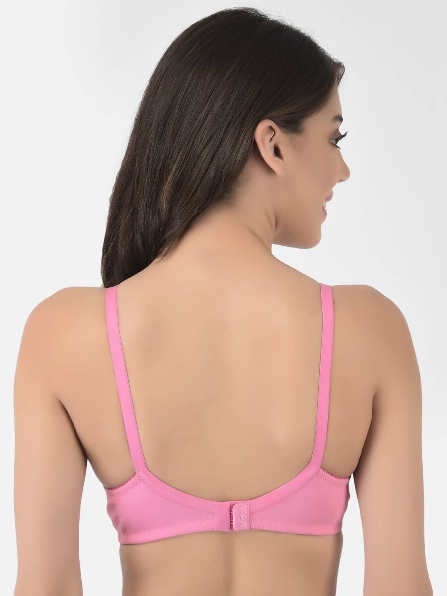 Softline Women's Non Padded Wire Free Bra in Cotton Poly Fabric with Double Layered Cups, Elastic Straps, and Hook Closure