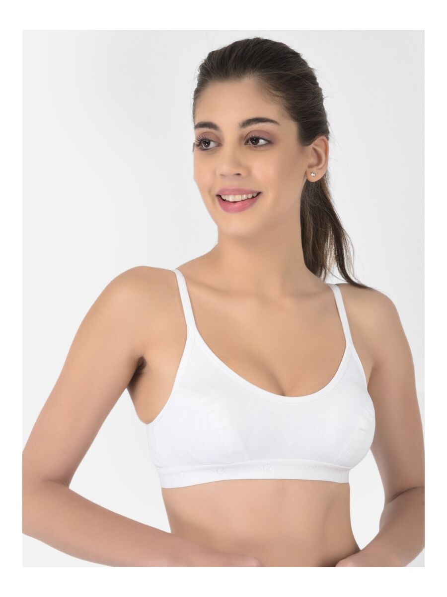 Softline Women's Non Padded Wire Free Sports Bra in 100% Cotton Fabric with Full Cup Coverage, Double Layered Cups, and Slip On Design