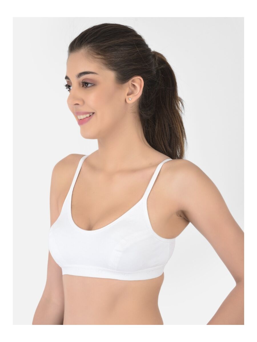 Softline Women's Non Padded Wire Free Sports Bra in 100% Cotton Fabric with Full Cup Coverage, Double Layered Cups, and Slip On Design