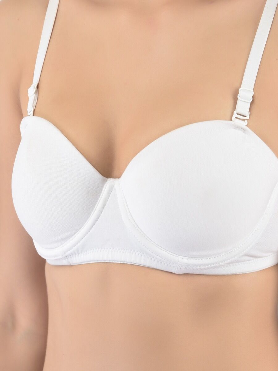 Softline Women's Padded Wired T-Shirt Bra in Cotton Stretch Fabric with Elastic Straps, Full Cup design, and Hook Closure