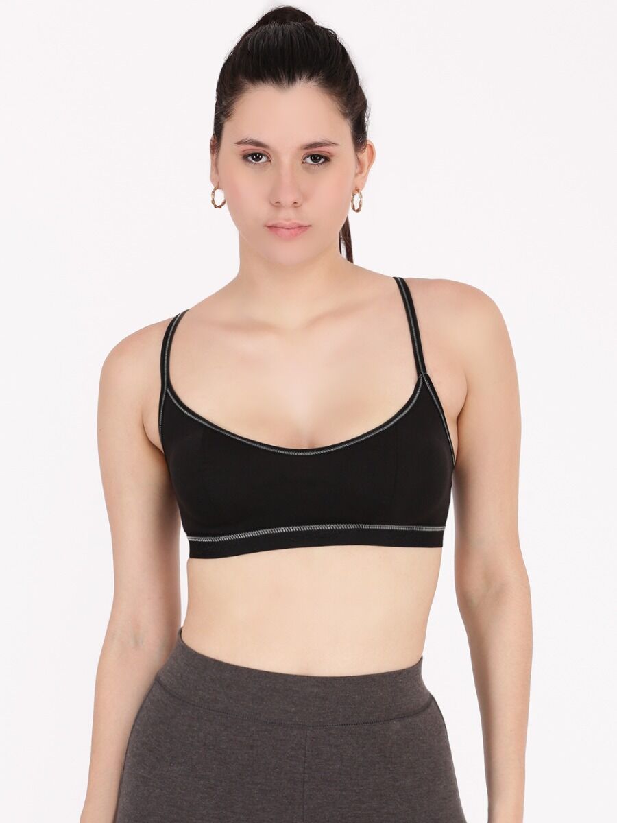 Softline Women's Non Padded Wire Free Sports Bra in 100% Polyester Fabric with Stretchable Straps and Slip On Style