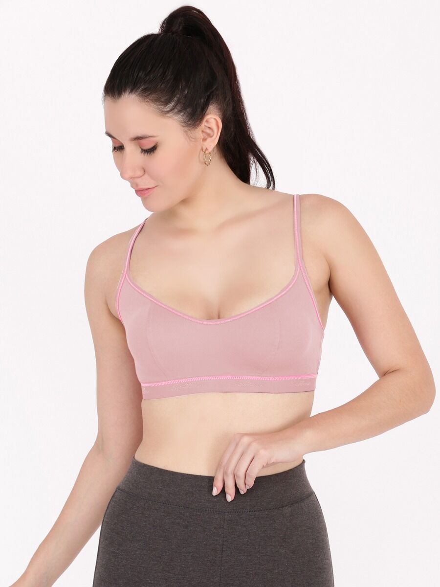 Softline Women's Non Padded Wire Free Sports Bra in 100% Polyester Fabric with Stretchable Straps and Slip On Style