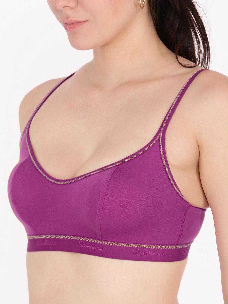 Softline Women's Non Padded Wire Free Sports Bra in 100% Polyester Fabric with Stretchable Straps and Slip On Style