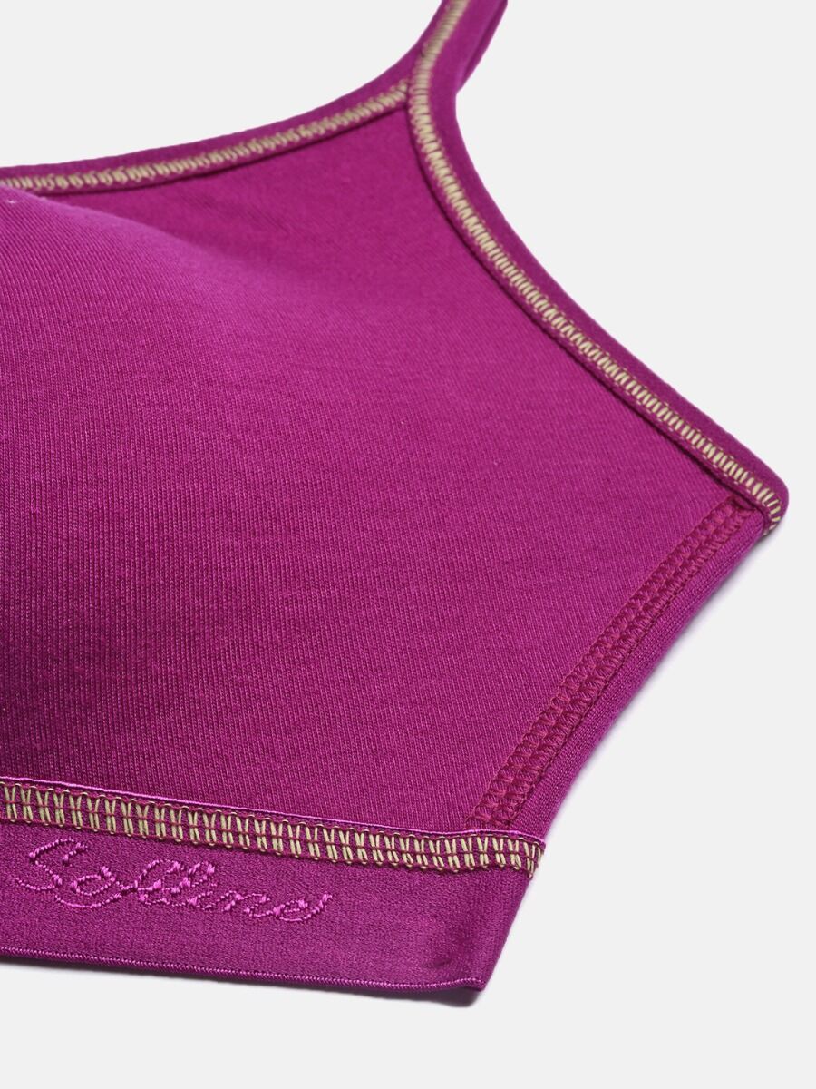 Softline Women's Non Padded Wire Free Sports Bra in 100% Polyester Fabric with Stretchable Straps and Slip On Style