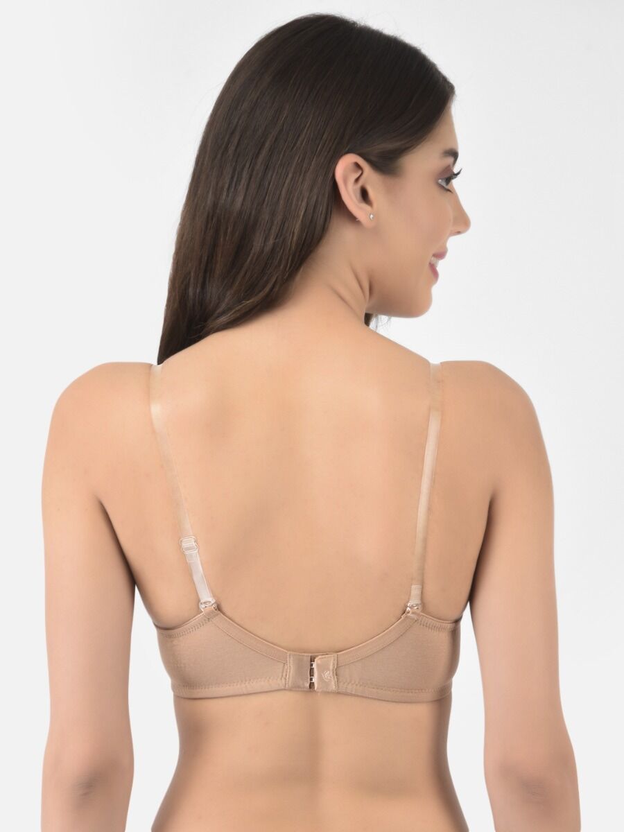 Softline Women's Padded Wire Free T-Shirt Bra in Cotton Stretch Fabric with Elastic Straps, Full Cup design, and Hook Closure