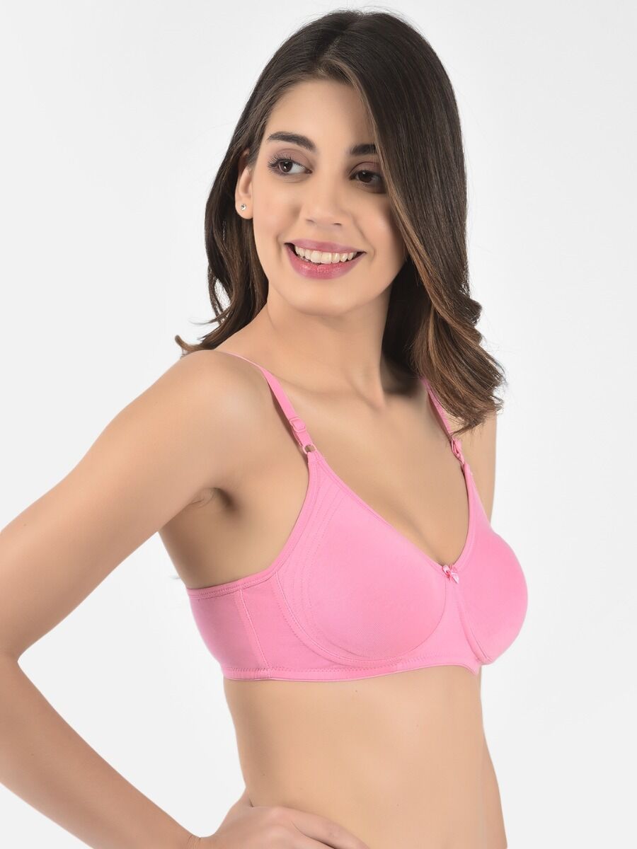 Softline Women's Non Padded Wire Free Bra in Cotton Stretch Fabric with Elastic Straps, Full Cup design, and Hook Closure