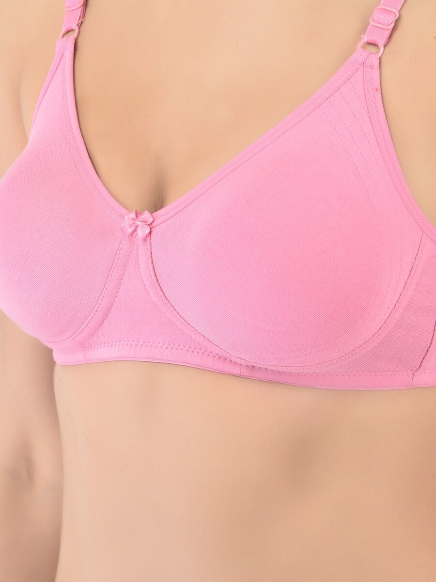 Softline Women's Non Padded Wire Free Bra in Cotton Stretch Fabric with Elastic Straps, Full Cup design, and Hook Closure