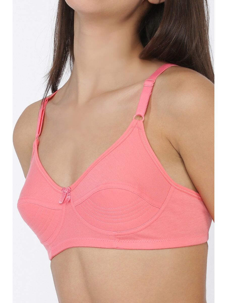 Softline Women's Non Padded Wire Free  Bra in 100% Polyester Fabric with Elastic Straps and Hook Closure