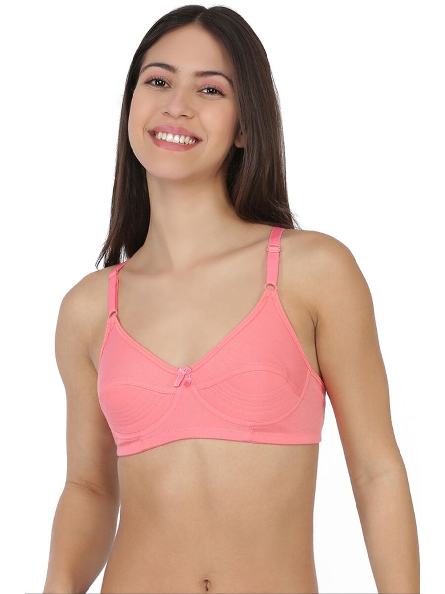 Softline Women's Non Padded Wire Free  Bra in 100% Polyester Fabric with Elastic Straps and Hook Closure