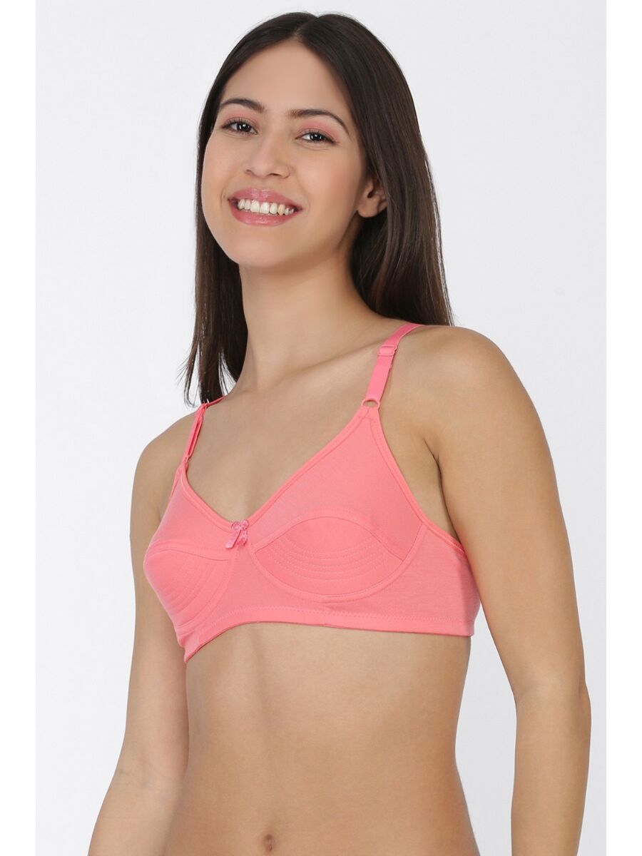 Softline Women's Non Padded Wire Free  Bra in 100% Polyester Fabric with Elastic Straps and Hook Closure