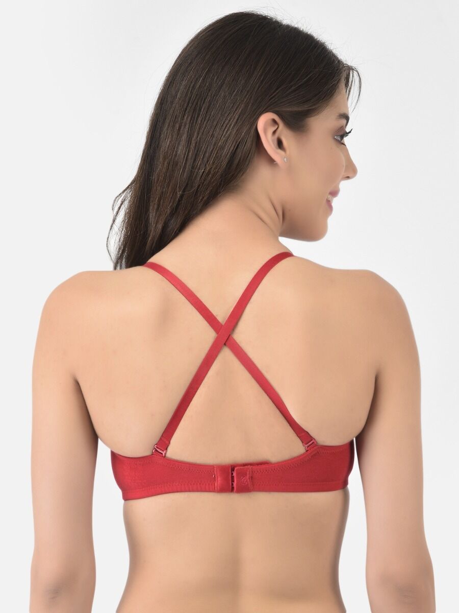 Softline Women's Padded Wired T-Shirt Bra in Cotton Stretch Fabric with Elastic Straps, Full Cup design, and Hook Closure