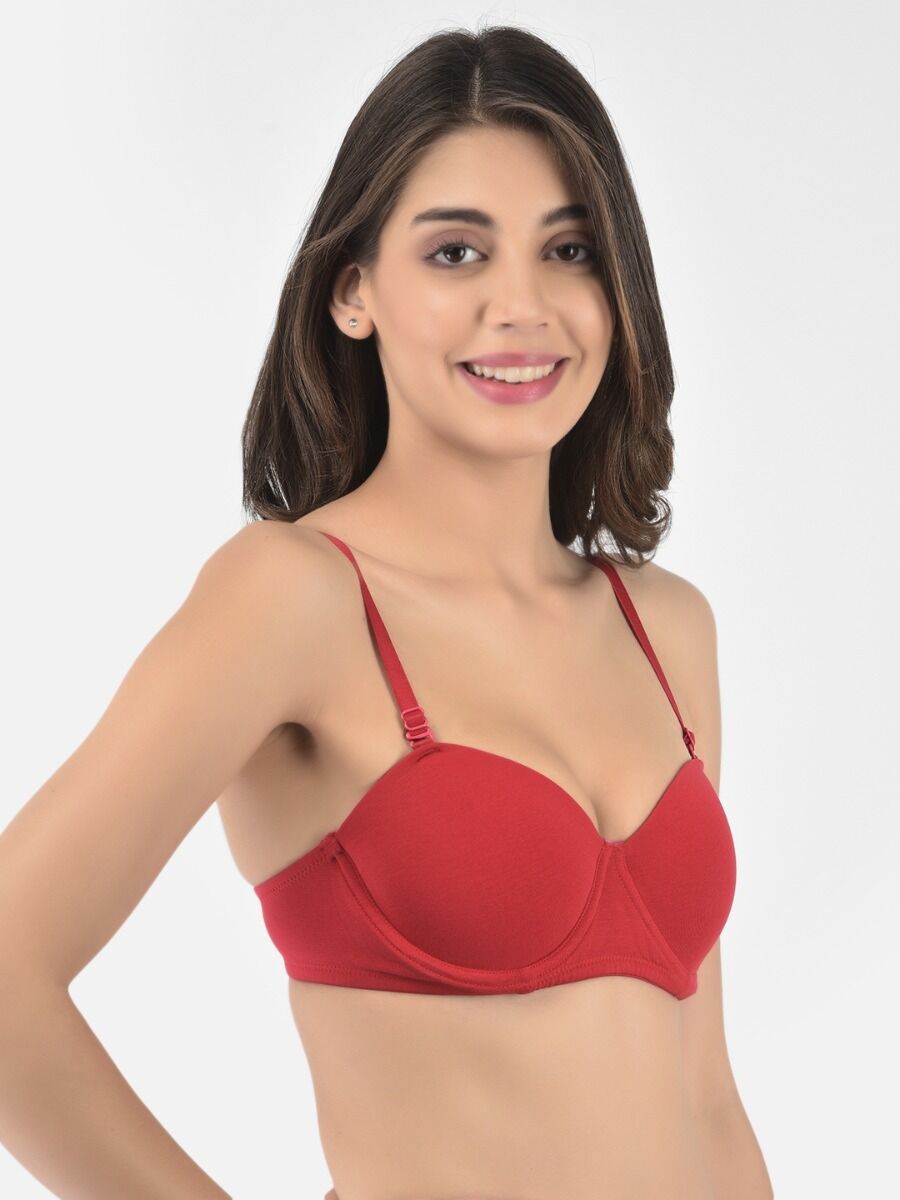Softline Women's Padded Wired T-Shirt Bra in Cotton Stretch Fabric with Elastic Straps, Full Cup design, and Hook Closure