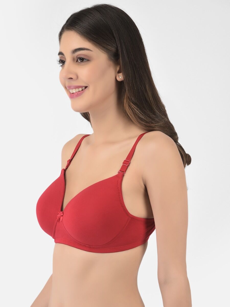 Softline Women's Padded Wire Free T-Shirt Bra in Cotton Stretch Fabric with Elastic Straps, Full Cup design, and Hook Closure