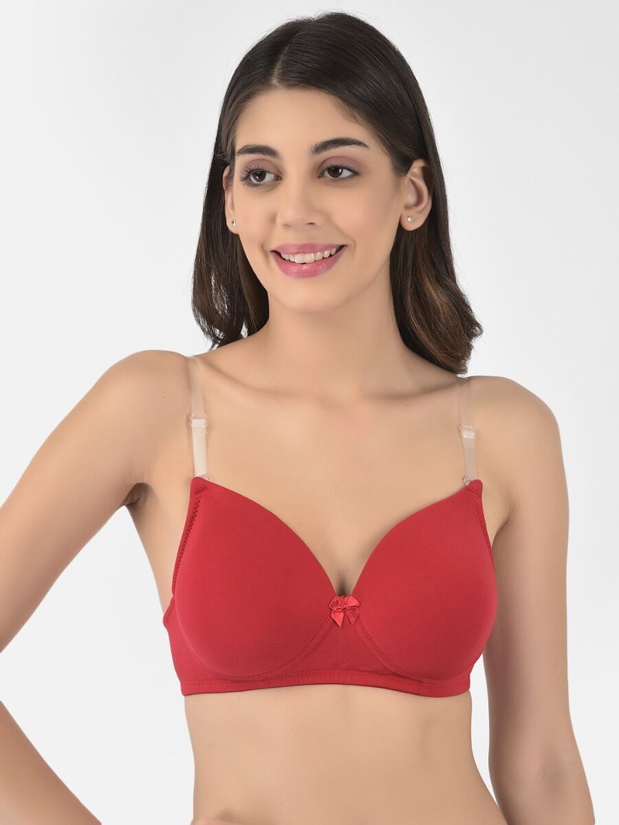 Softline Women's Padded Wire Free T-Shirt Bra in Cotton Stretch Fabric with Elastic Straps, Full Cup design, and Hook Closure
