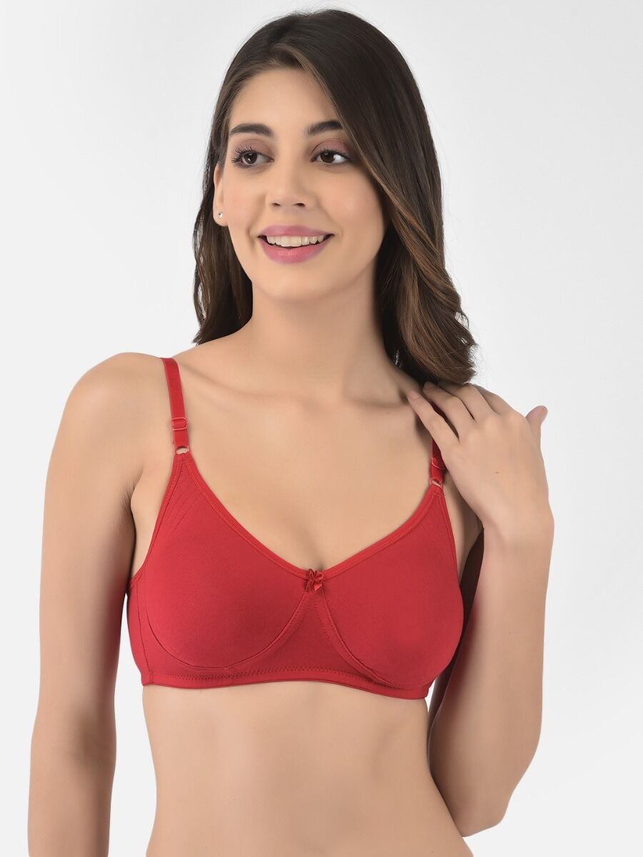 Softline Women's Non Padded Wire Free Bra in Cotton Stretch Fabric with Elastic Straps, Full Cup design, and Hook Closure