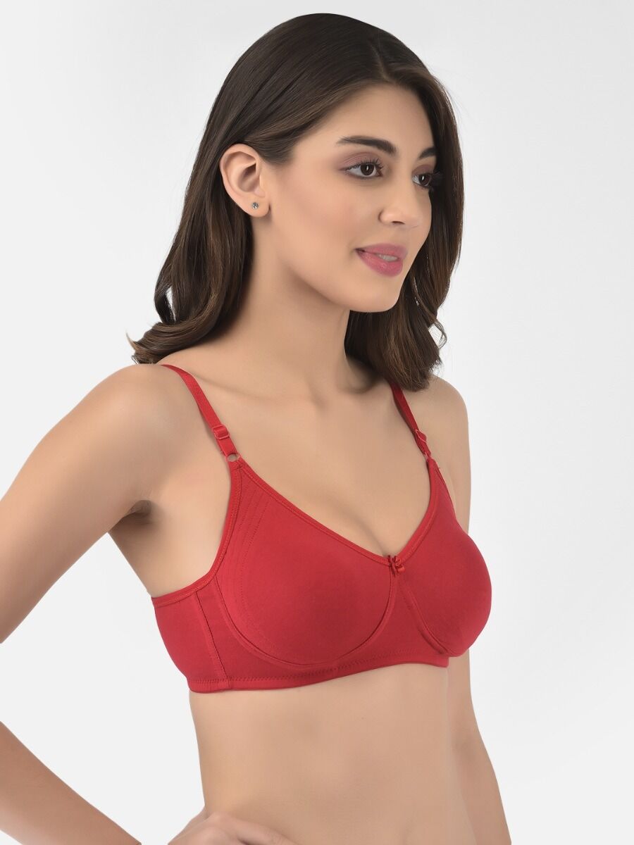 Softline Women's Non Padded Wire Free Bra in Cotton Stretch Fabric with Elastic Straps, Full Cup design, and Hook Closure