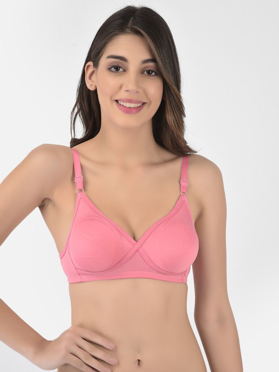 Softline Women's Non Padded Wire Free T-shirt Bra in Cotton Poly Fabric with Cross Neck Elastic Straps, Full Cup design, and Hook Closure