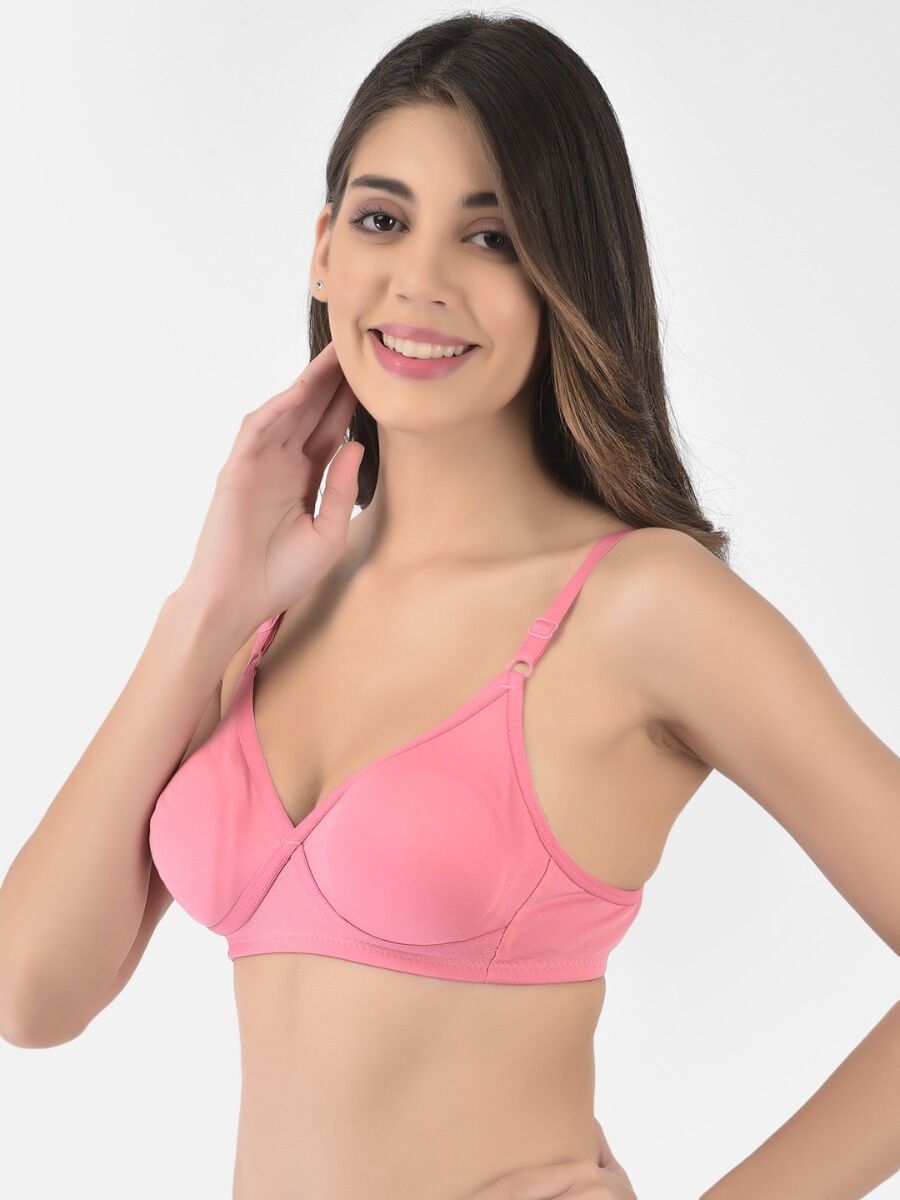 Softline Women's Non Padded Wire Free T-shirt Bra in Cotton Poly Fabric with Cross Neck Elastic Straps, Full Cup design, and Hook Closure