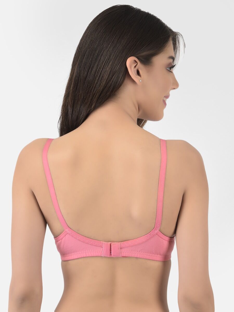 Softline Women's Non Padded Wire Free T-shirt Bra in Cotton Poly Fabric with Cross Neck Elastic Straps, Full Cup design, and Hook Closure