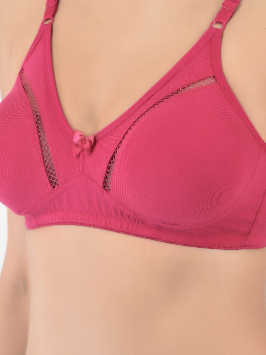 Softline Women's Non Padded Wire Free Bra in Cotton Stretch Fabric with Elastic Straps, Full Cup design, and Hook Closure