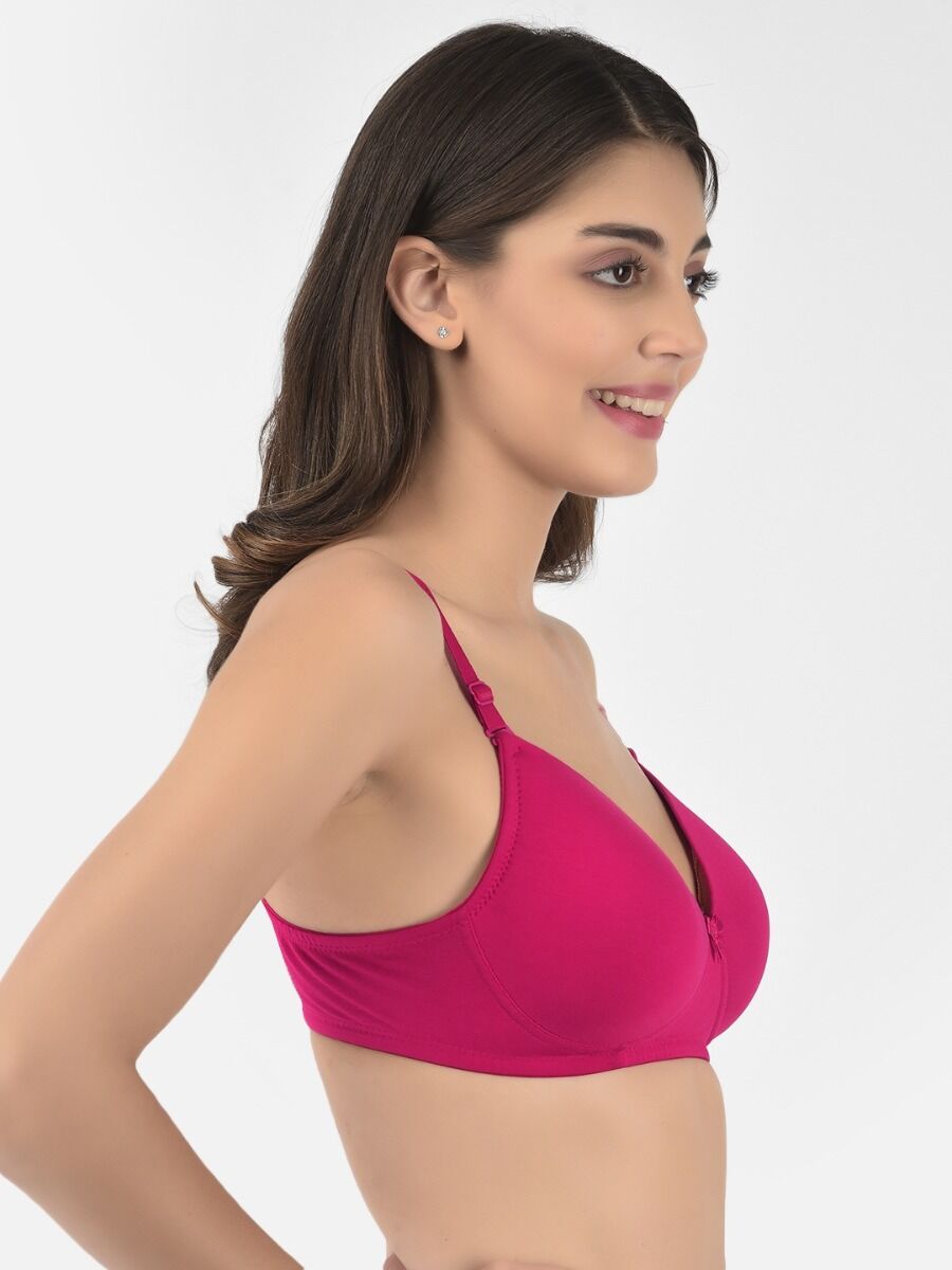 Softline Women's Padded Wire Free T-Shirt Bra in Cotton Stretch Fabric with Elastic Straps, Full Cup design, and Hook Closure
