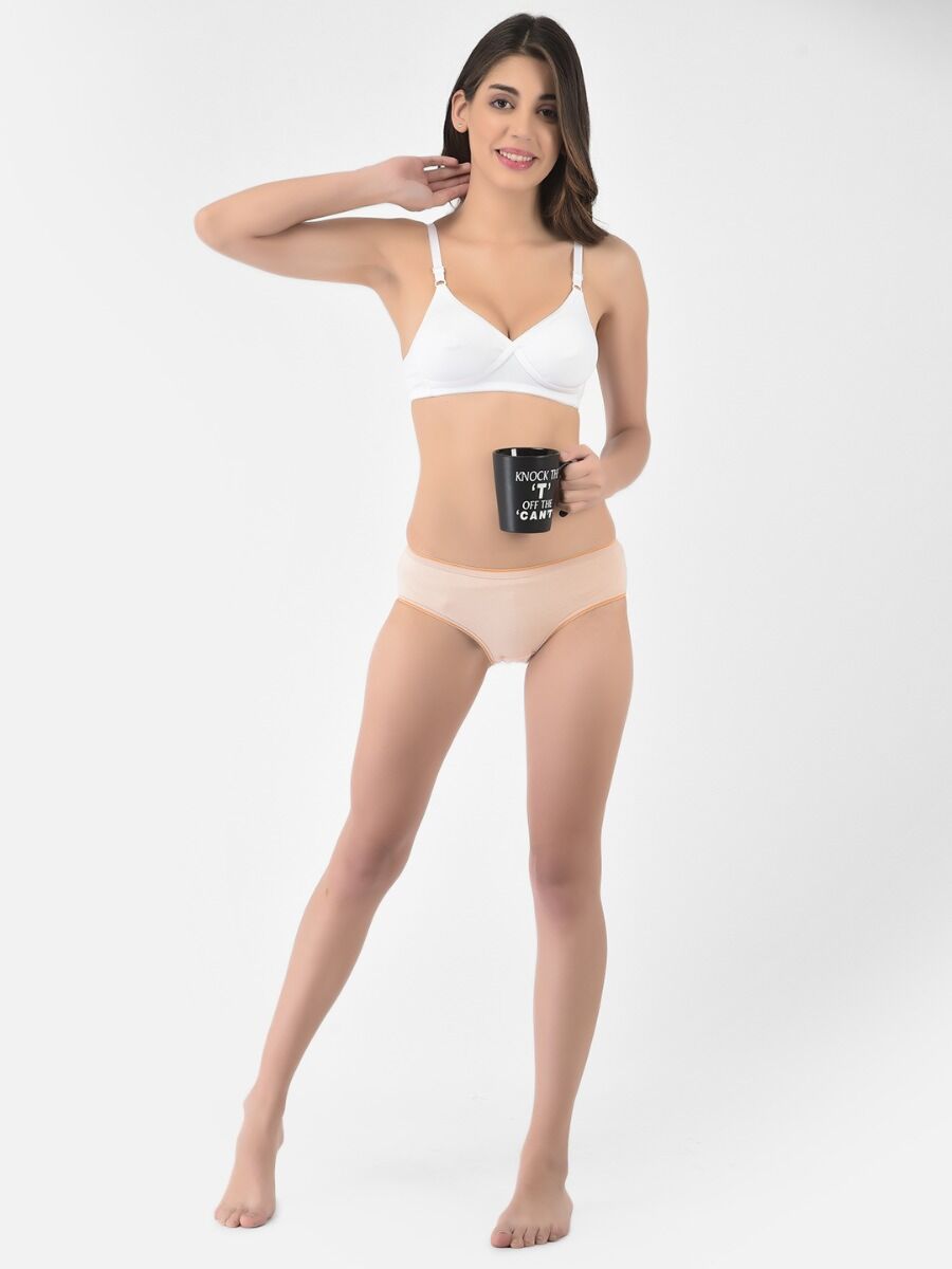 Softline Women's Non Padded Wire Free T-shirt Bra in Cotton Poly Fabric with Cross Neck Elastic Straps, Full Cup design, and Hook Closure