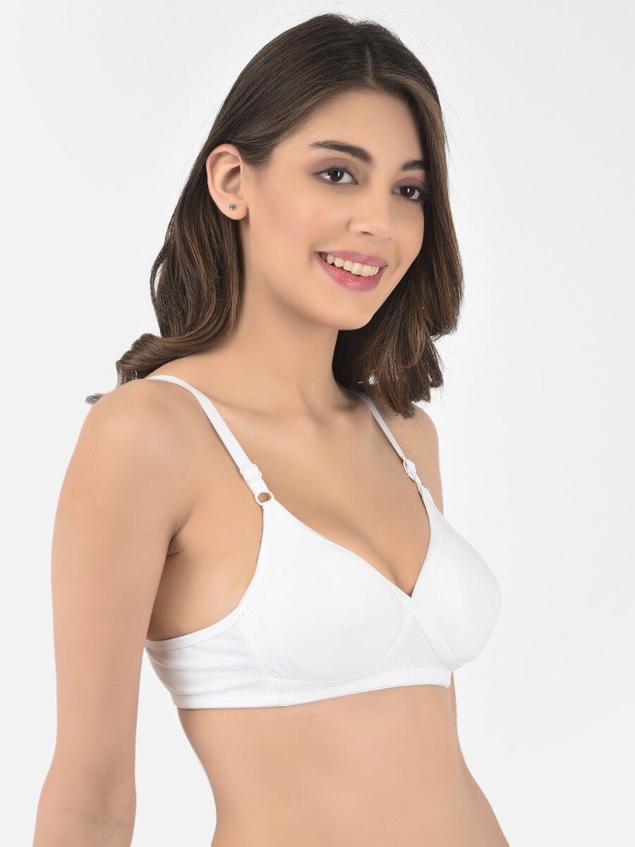 Softline Women's Non Padded Wire Free T-shirt Bra in Cotton Poly Fabric with Cross Neck Elastic Straps, Full Cup design, and Hook Closure