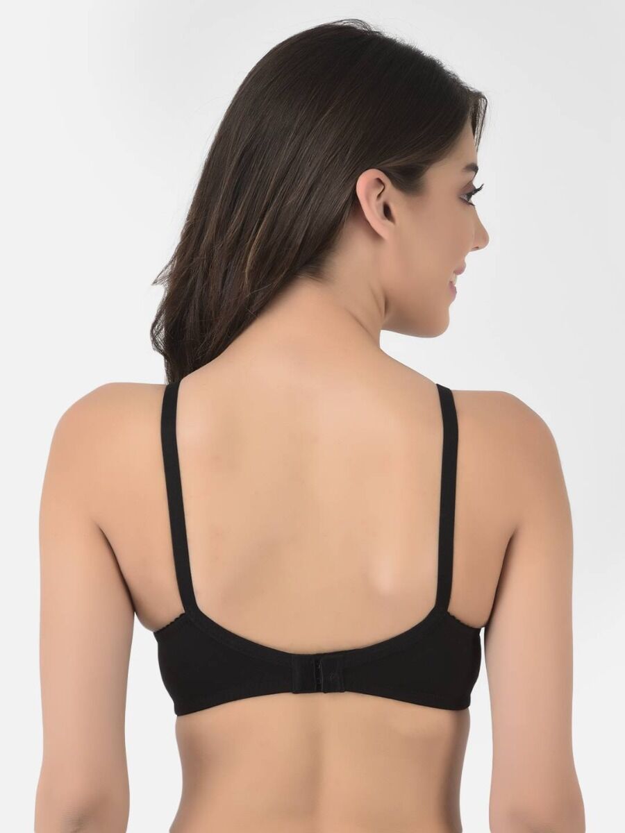 Softline Women's Non Padded Wire Free Bra in Cotton Poly Fabric with Double Layered Cups, Elastic Straps, and Hook Closure