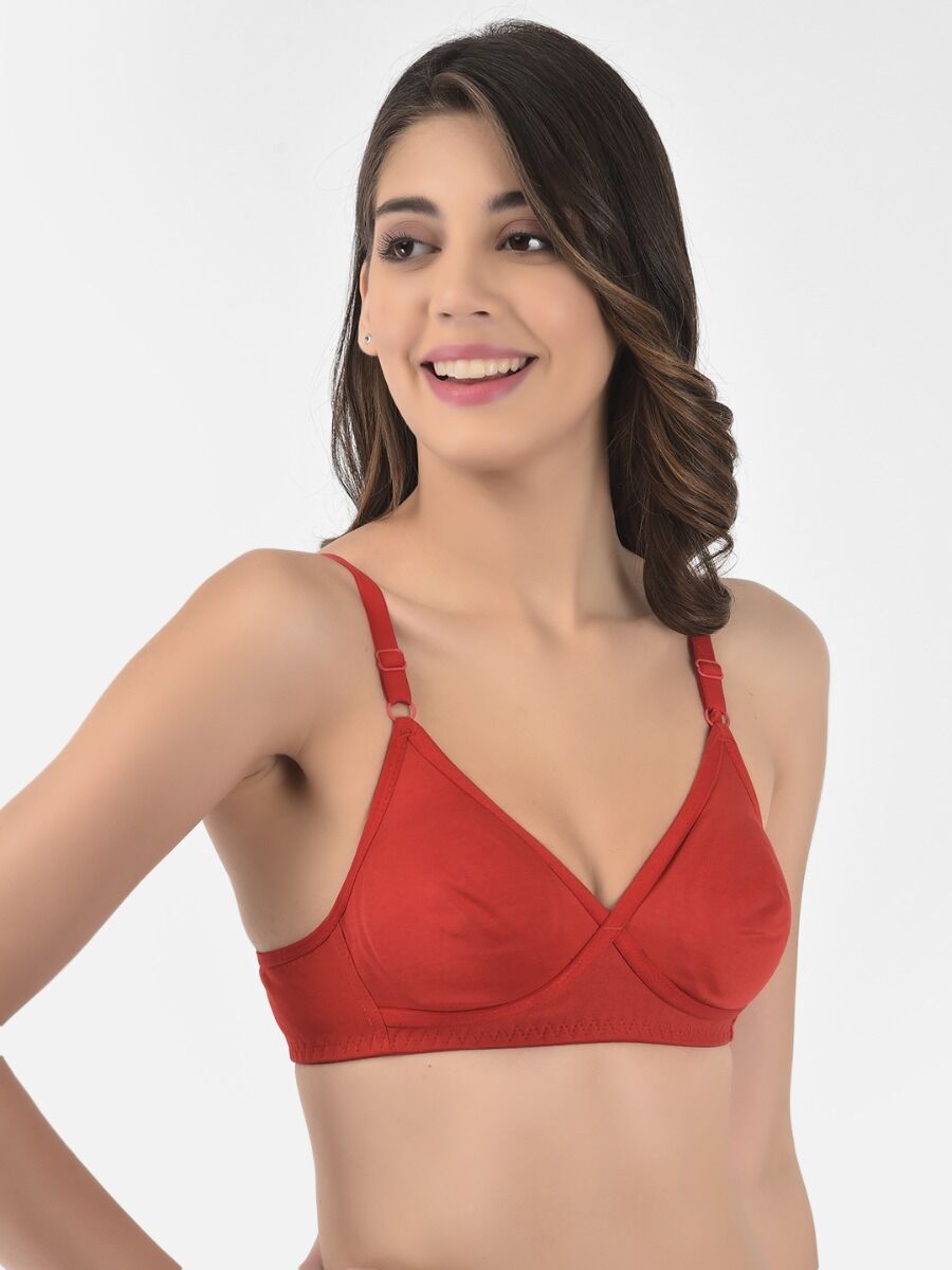 Softline Women's Non Padded Wire Free T-shirt Bra in Cotton Poly Fabric with Cross Neck Elastic Straps, Full Cup design, and Hook Closure