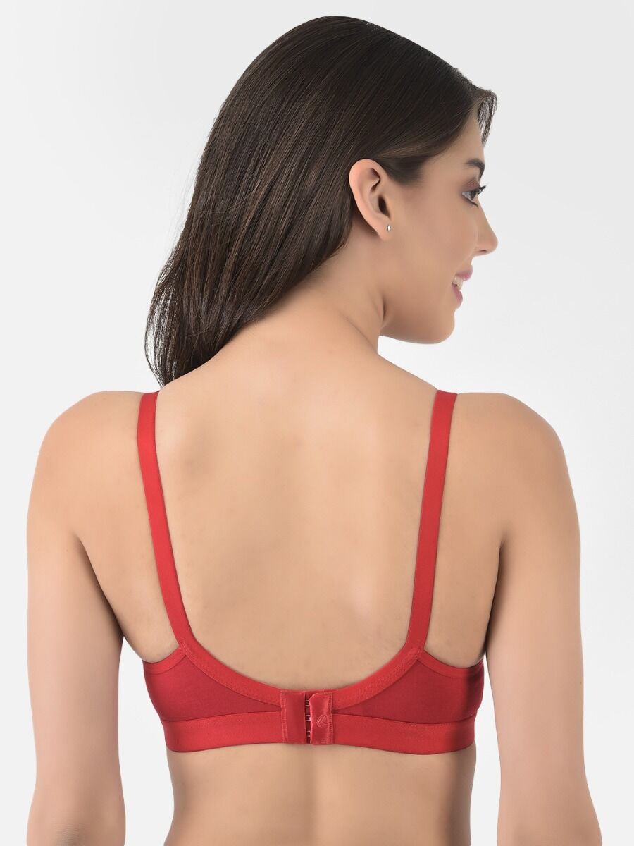 Softline Women's Non Padded Wire Free   T-shirt  Bra in Cotton Poly Fabric with Cross Neck Elastic Straps, Double Layered Moulded Cups, and Hook Closure 