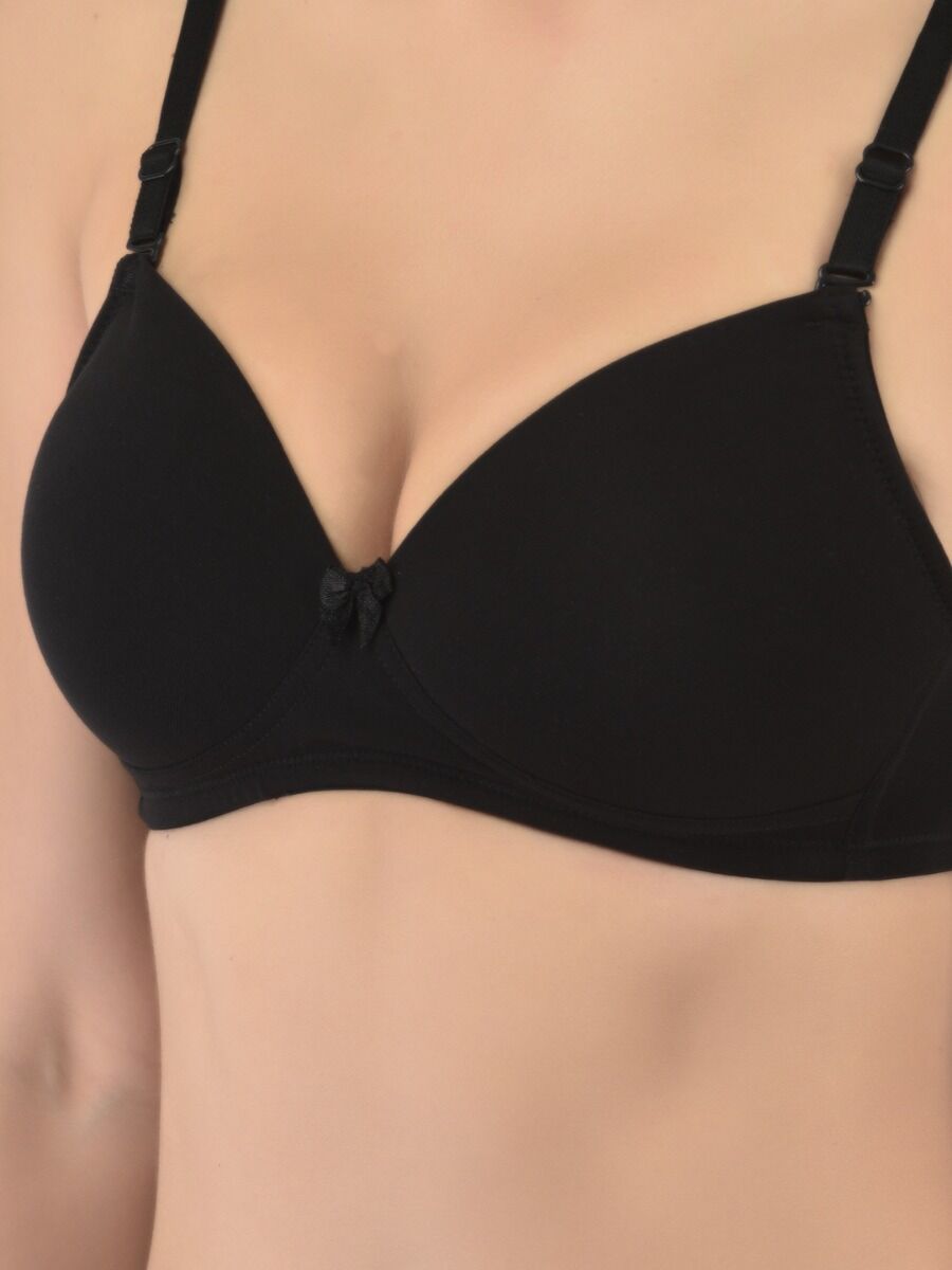 Softline Women's Padded Wire Free T-Shirt Bra in Cotton Stretch Fabric with Elastic Straps, Full Cup design, and Hook Closure