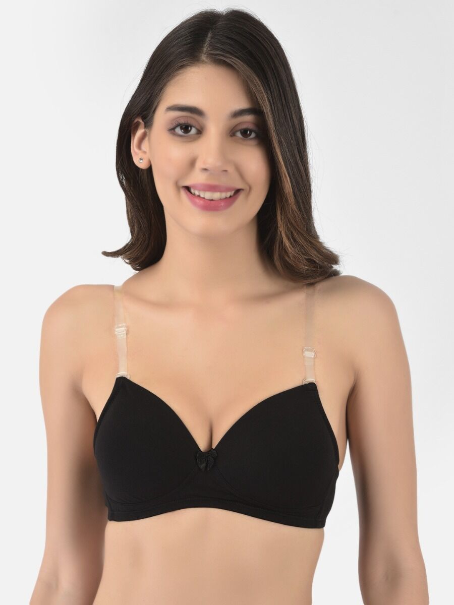 Softline Women's Padded Wire Free T-Shirt Bra in Cotton Stretch Fabric with Elastic Straps, Full Cup design, and Hook Closure