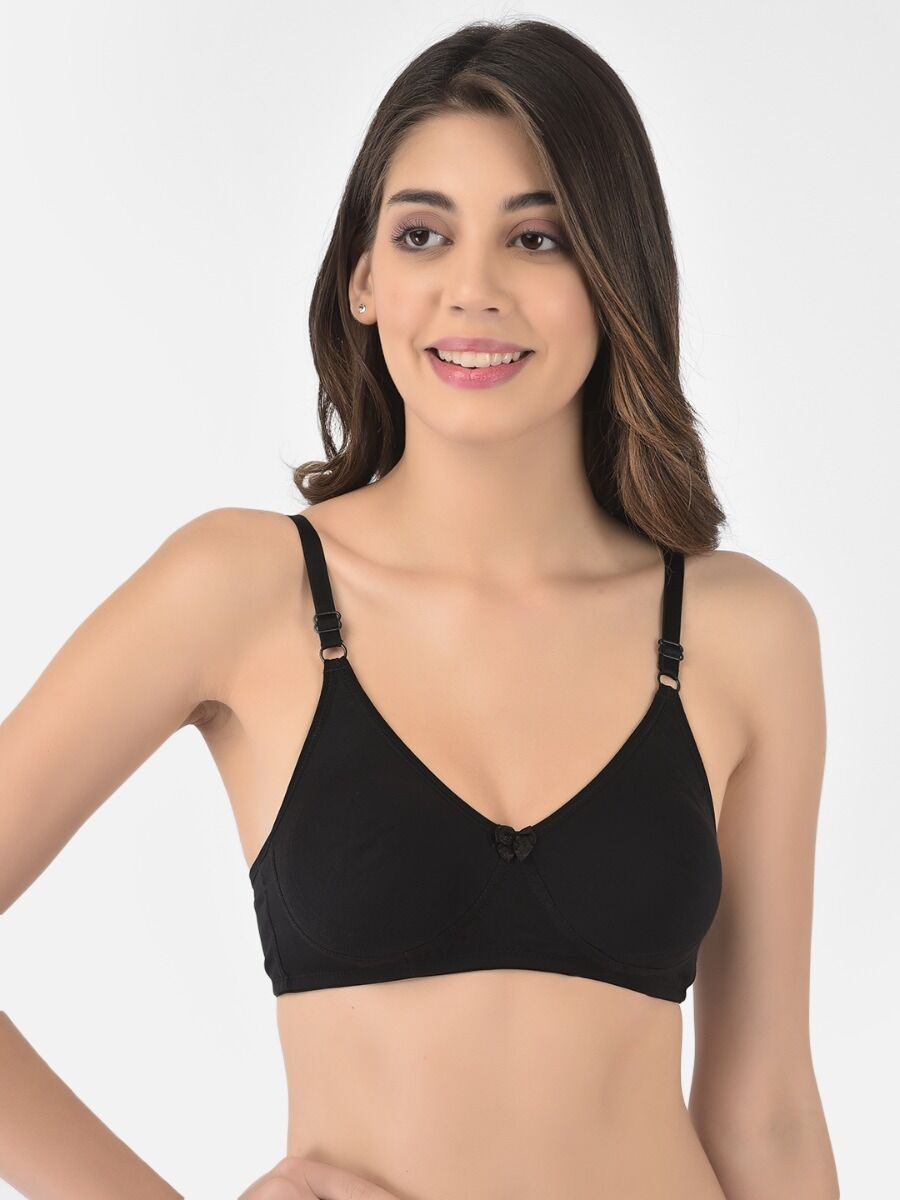 Softline Women's Non Padded Wire Free Bra in Cotton Stretch Fabric with Elastic Straps, Full Cup design, and Hook Closure