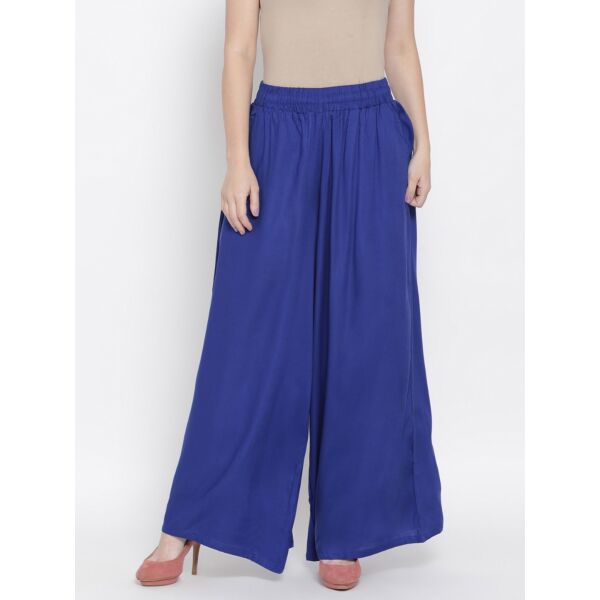 Buy Women Blue Floral Flared Palazzo Pants  Plus Size  Indya