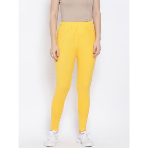 Women Solid Golden Yellow Slim Fit Ankle Length Leggings - Tall-cokhiquangminh.vn