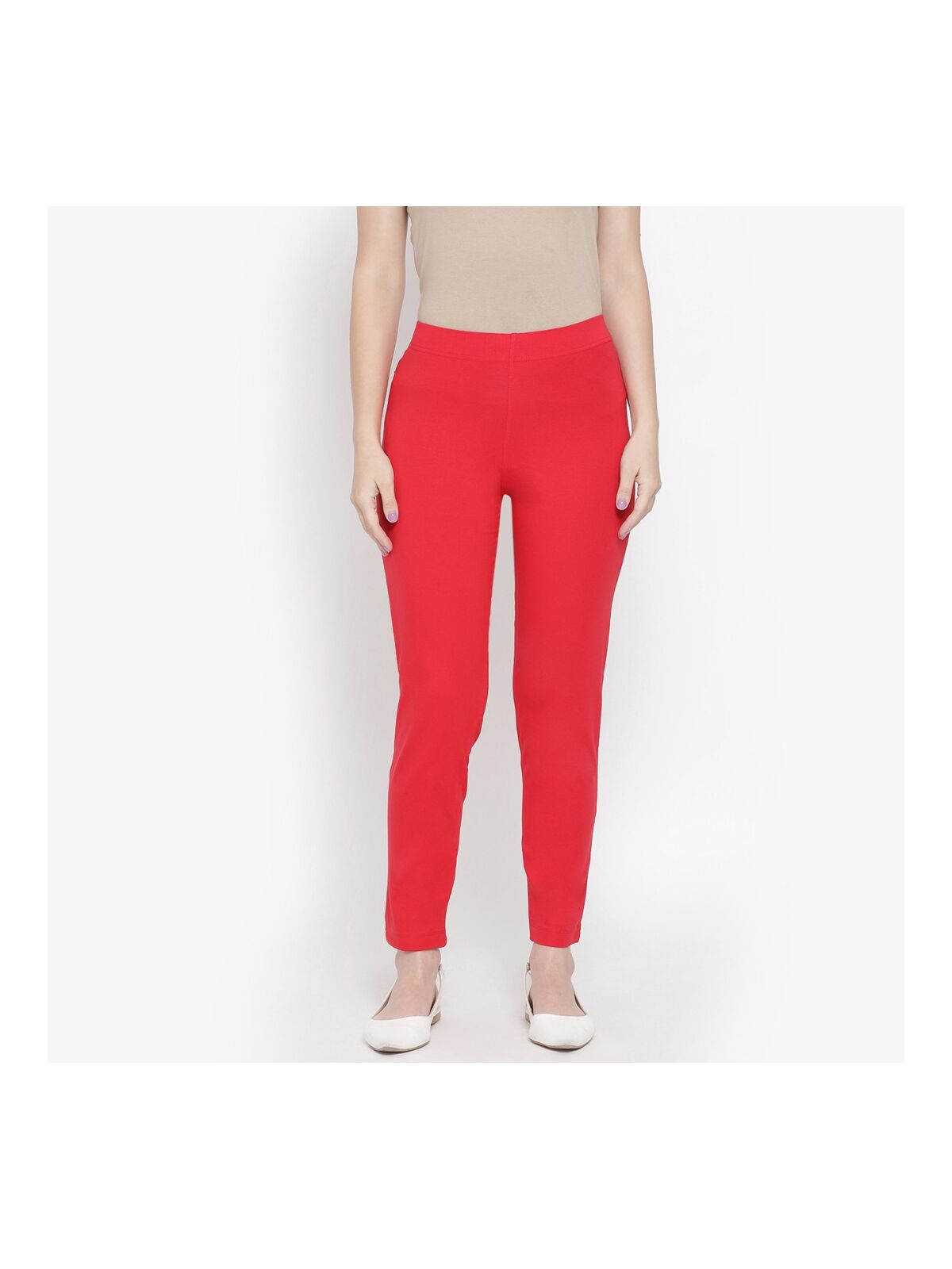 Softline Women's Knitted Pants in Cotton Elastane Fabric with Mid Rise Fit, Soft Elastic Waistband, and Quick Dry Properties