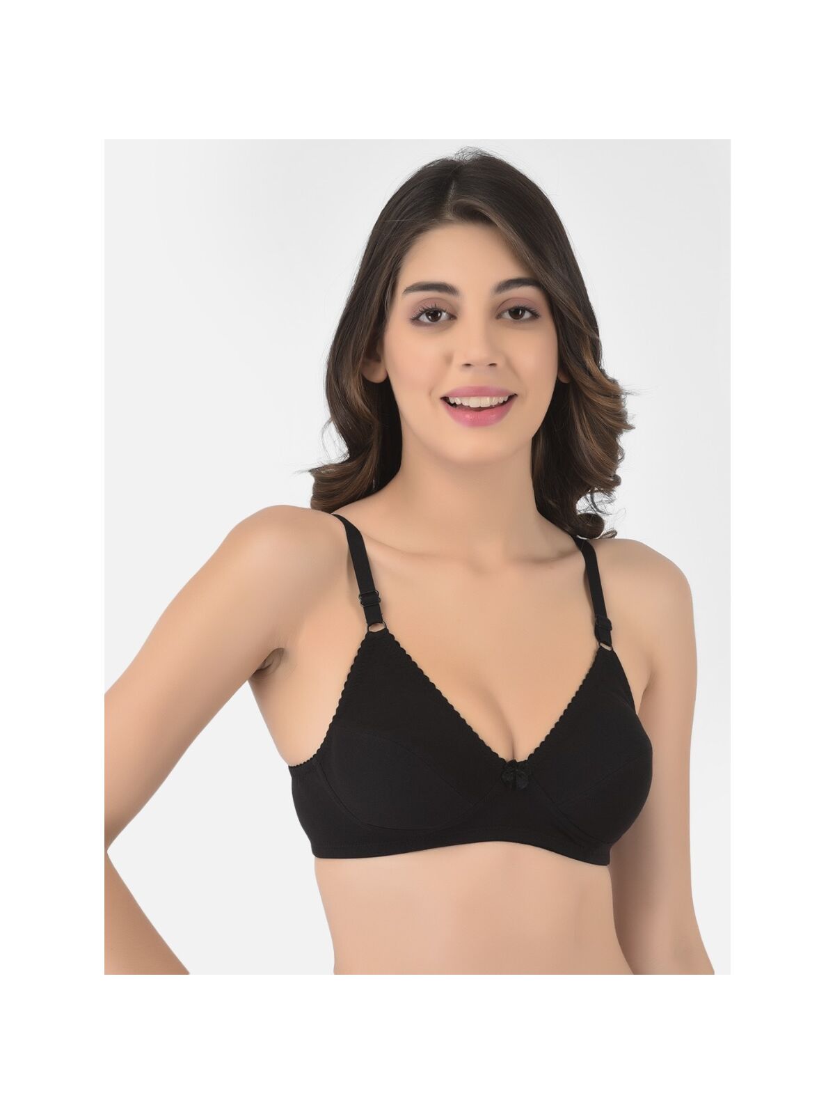 Softline Women's Non Padded Wire Free  Bra in Cotton Poly Fabric with Double Layered Cups, Elastic Straps, and Hook Closure (D-Cup )