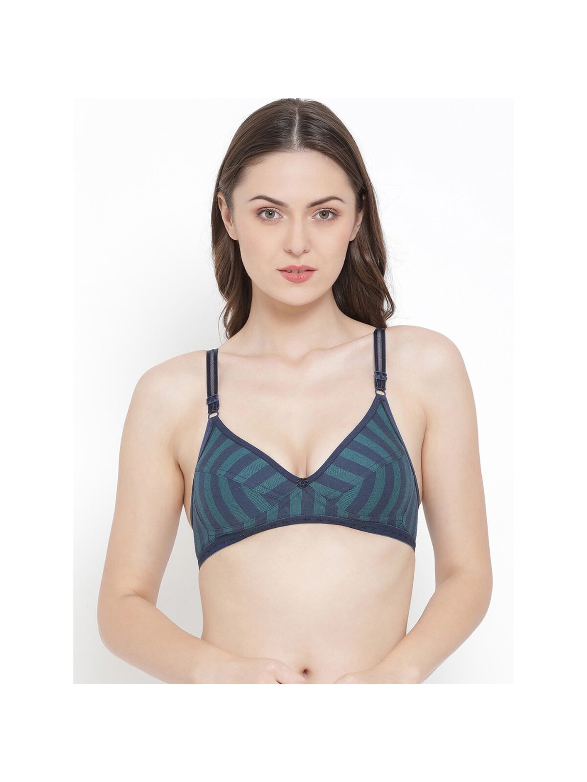 Softline Women's Printed Non Padded Wire Free Fancy Bra in Poly Cotton Fabric with Elastic Straps and Hook Closure