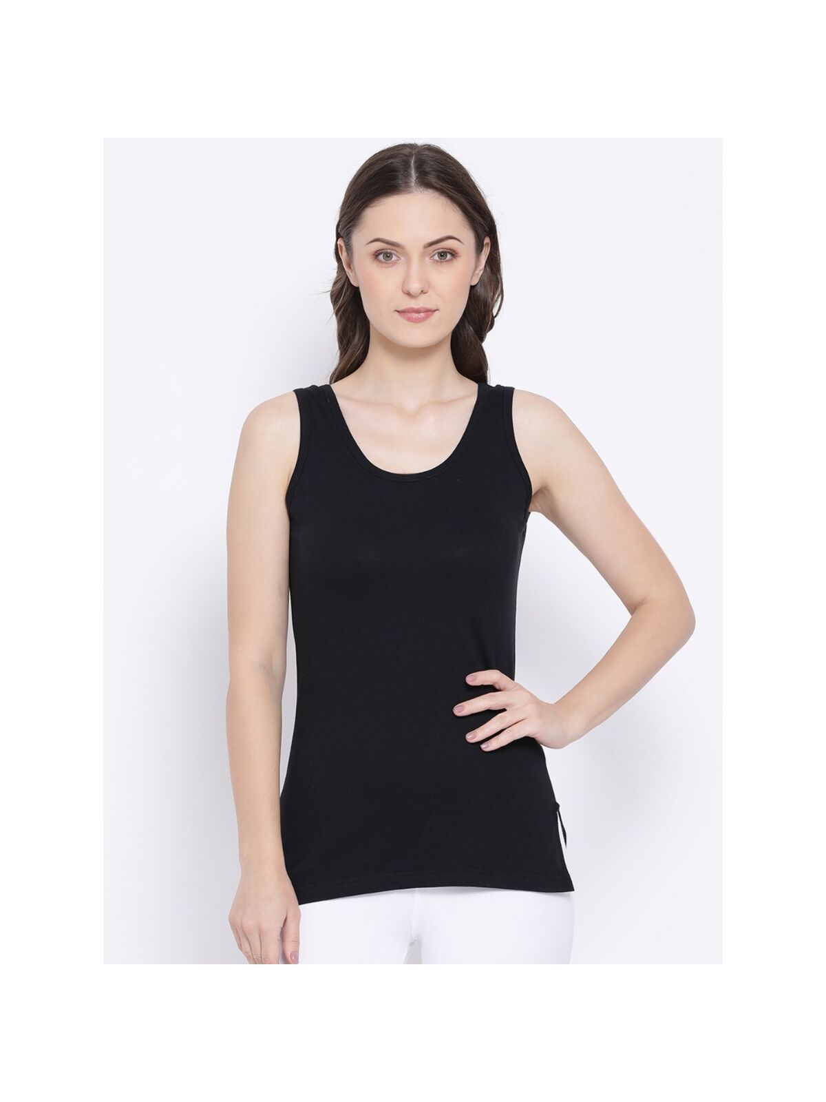 Softline Women's Premium Long Camisole in Cotton Stretch Fabric with Stretchable Broad Shoulder Straps, and Snug Fit