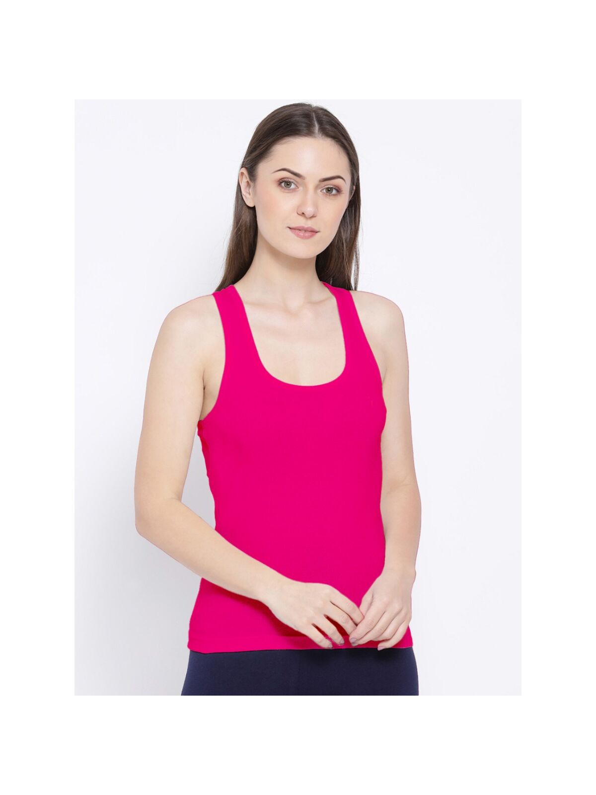 Softline Women's Premium Long Camisole in Cotton Stretch Fabric with High Stretch,  Racer Back Design, Broad Shoulder Straps, and Snug Fit