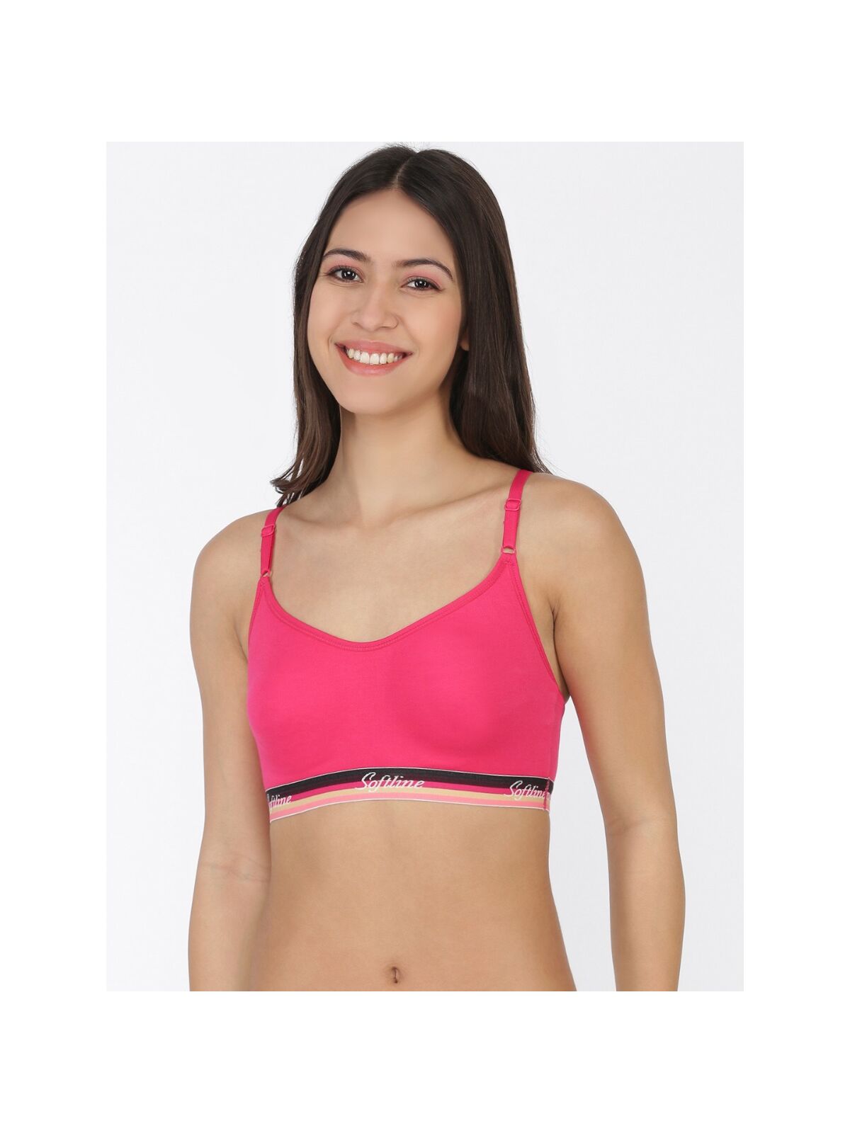 Softline Women's Non Padded Wire Free Bra in Cotton Poly Fabric with Elastic Straps and Slip On Style