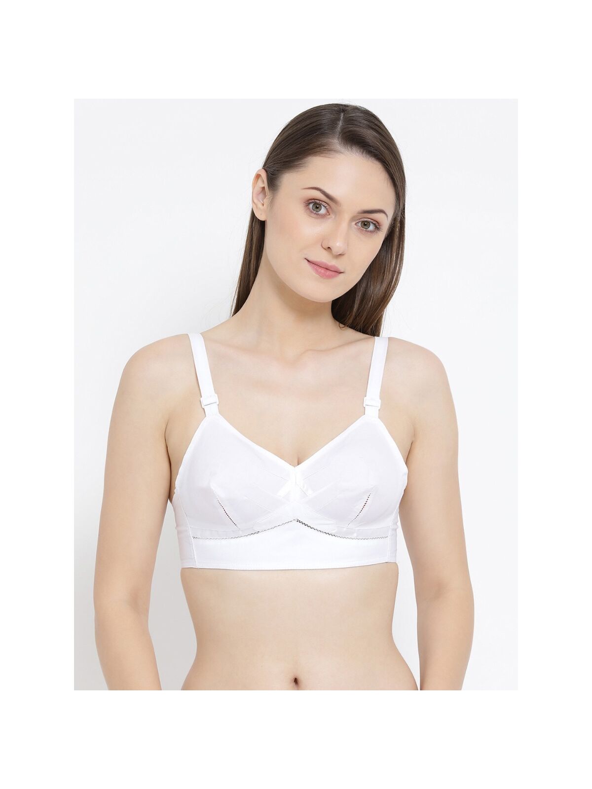 Softline Women's Non Padded Wire Free Bra in 100% Cotton Fabric with Elastic Straps and Hook Closure