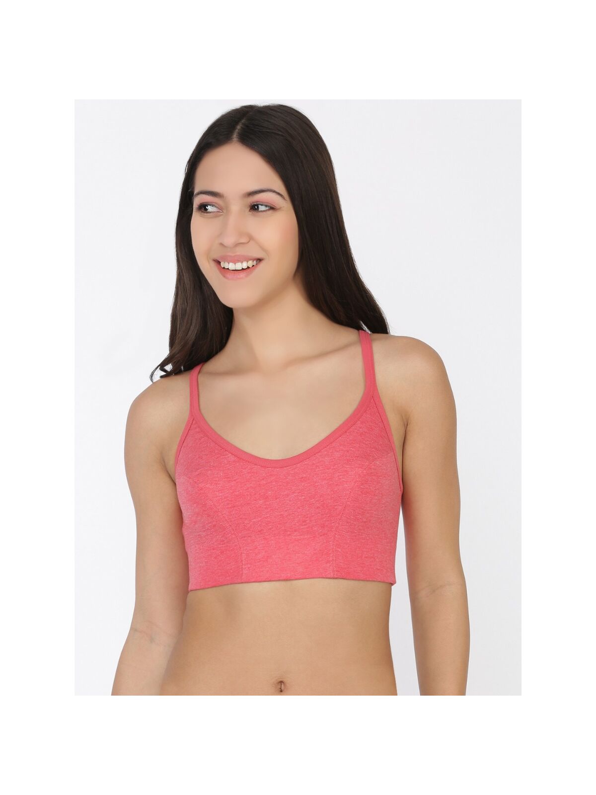 Softline Women's Non Padded Wire Free Sports Bra in Poly Cotton Fabric with High Elasticity, No Hook Design, and Slip on Style