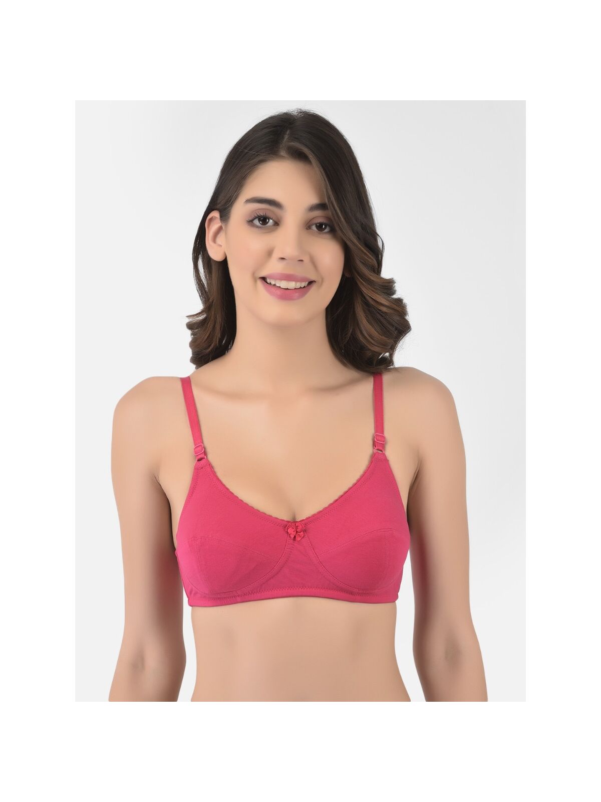 Softline Women's Non Padded Wire Free Bra in Cotton Stretch Fabric with Double Layered Cups Full Coverage, Elastic Straps, and Hook Closure (B-Cup )