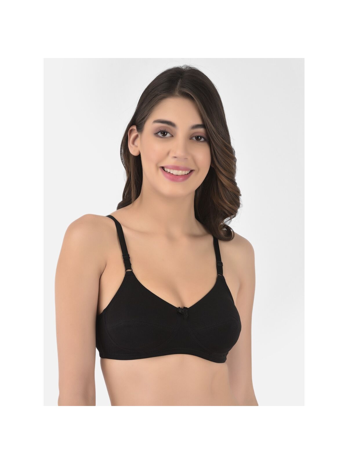 Softline Women's Non Padded Wire Free Bra in Cotton Stretch Fabric with Double Layered Cups Full Coverage, Elastic Straps, and Hook Closure (B-Cup )