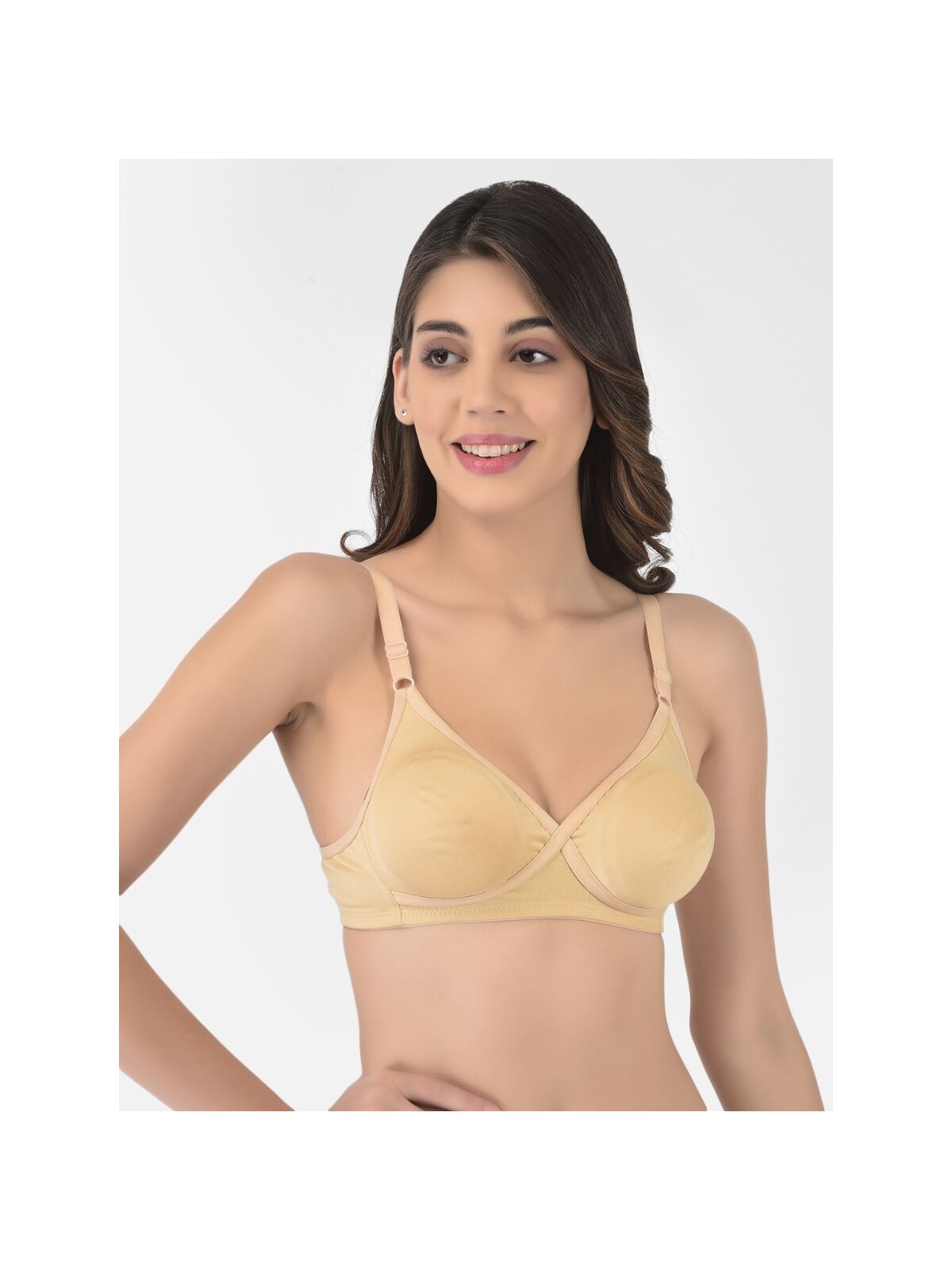 Softline Women's Non Padded Wire Free   T-shirt Bra in Cotton Poly Fabric with Cross Neck Elastic Straps, Full Cup design, and Hook Closure (C-Cup )