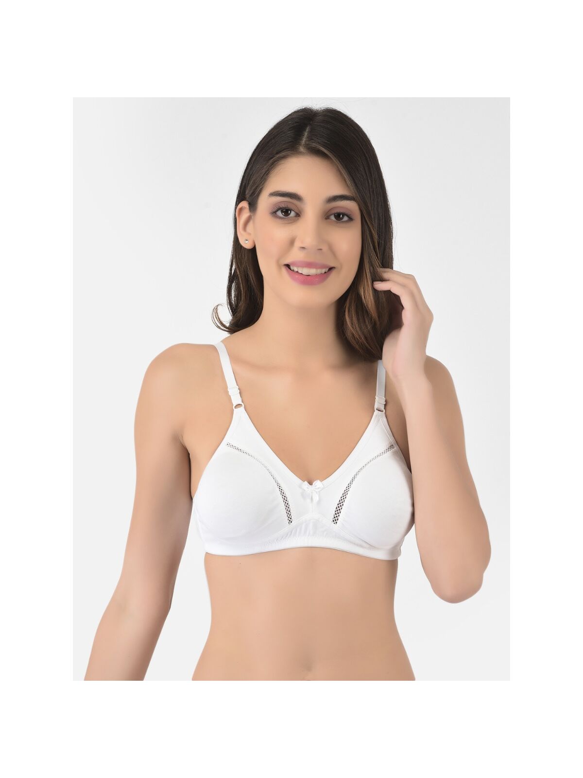 Softline Women's Non Padded Wire Free Bra in Cotton Stretch  Fabric with Elastic Straps, Full Cup design, and Hook Closure (D-Cup )