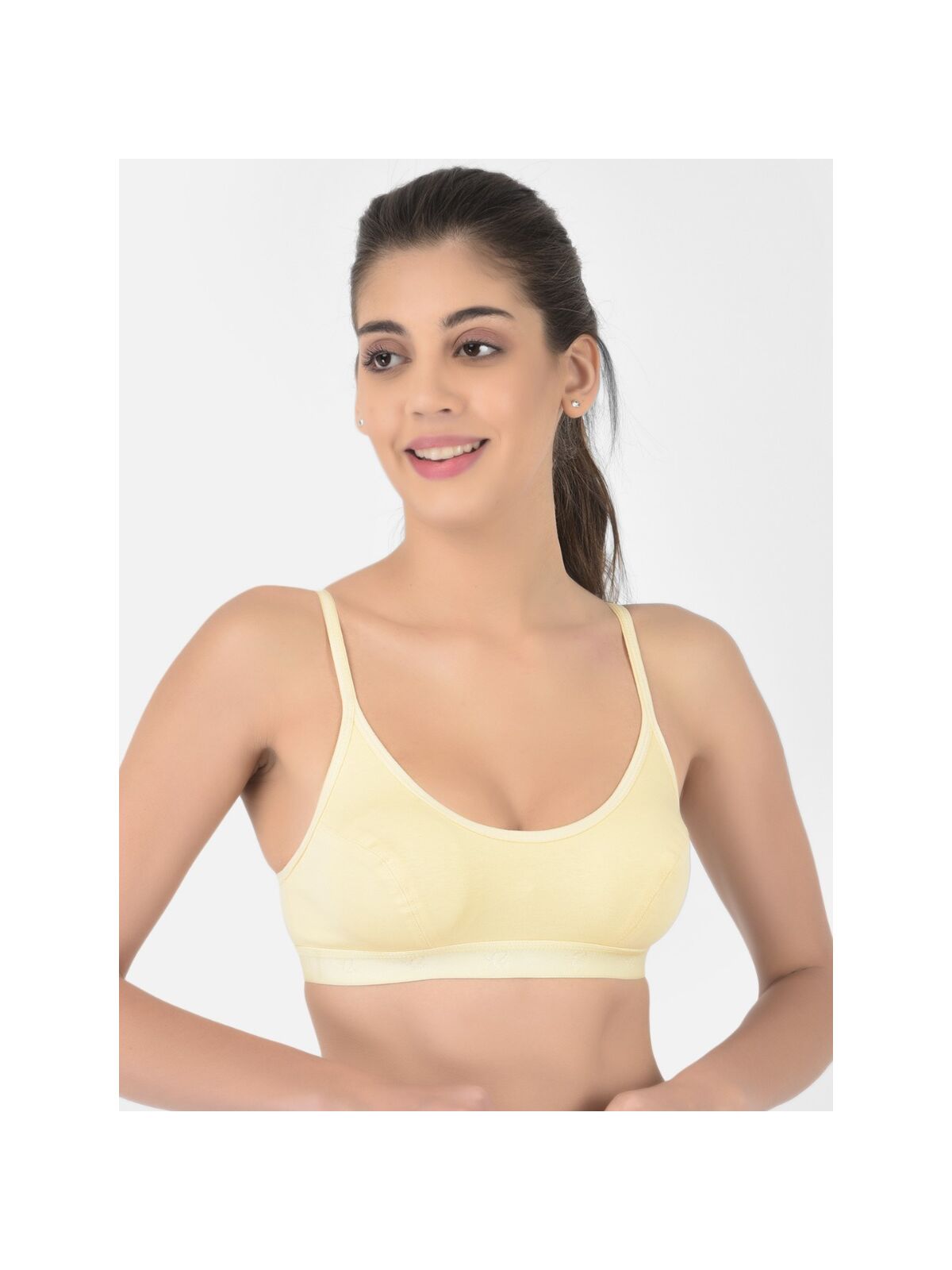 Softline Women's Non Padded Wire Free Sports Bra in 100% Cotton Fabric with Full Cup Coverage, Double Layered Cups, and Slip On Design
