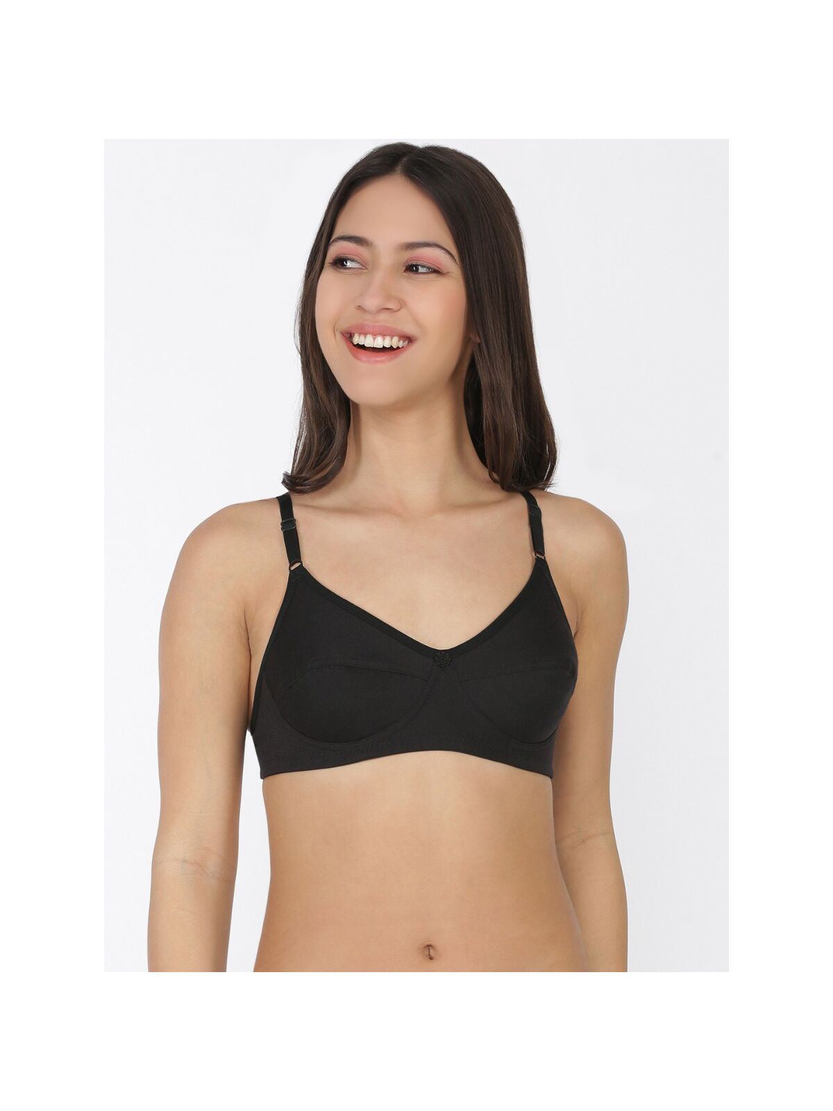 Softline Women's Non Padded Wire Free Bra in 100 % Polyester Fabric with Elastic Straps and Hook Closure