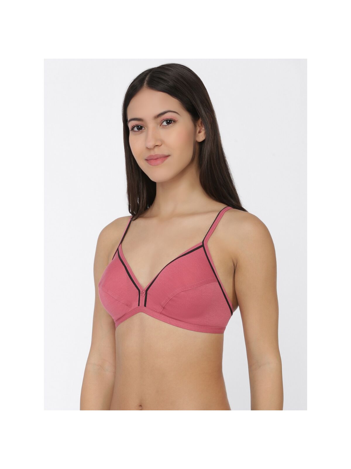 Softline Women's Non Padded Wire Free Bra in Cotton Stretch Fabric with Elastic Straps and Hook Closure